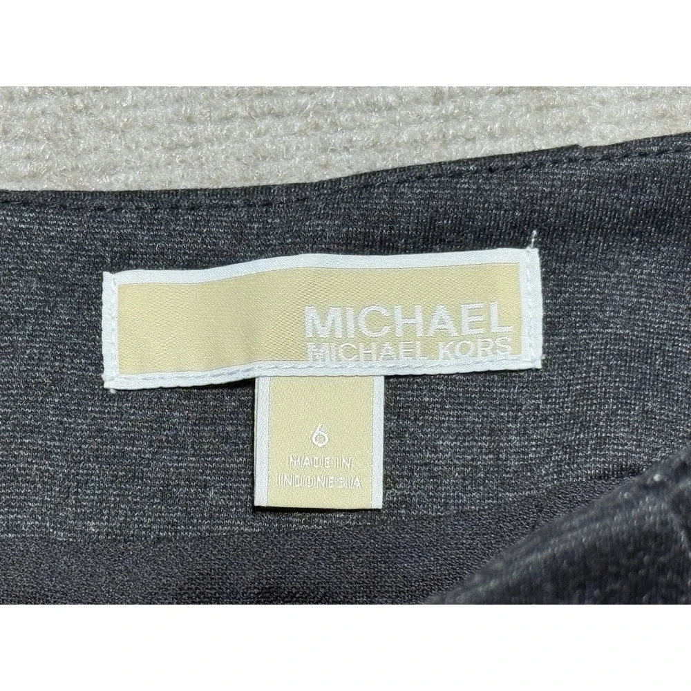 Michael Kors Skirt Womens 6 Charcoal Grey Pencil‎ Stretch Zipper Pockets Career